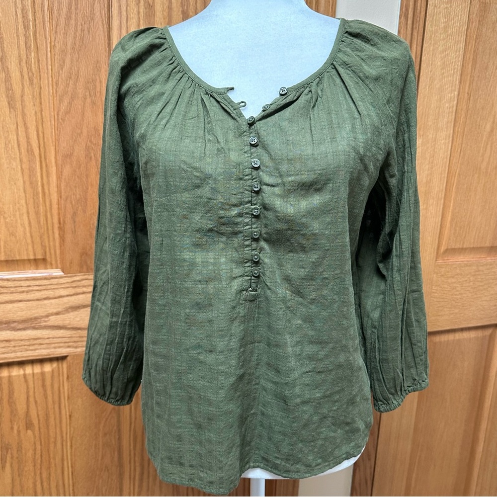 GAP Olive Green Peasant Top size XS